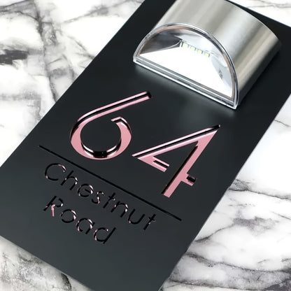 Customizable Text Solar-Powered Double-Layer Acrylic Door Sign - Golden and Silvery Dual-Layer Acrylic Design - Suitable for Companies, Homes, Apartments, Bars, etc. as Outdoor Entrance Street Address Wall Decor