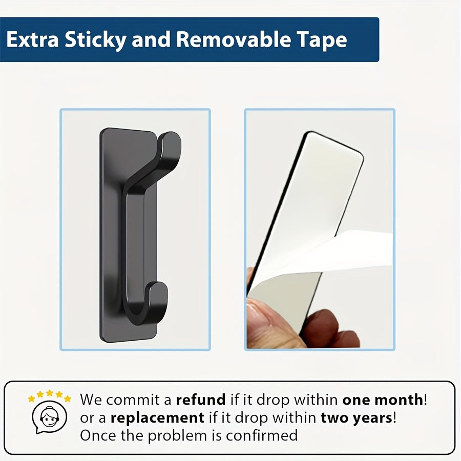 12pcs Self-Adhesive Hooks, Ultra-Strong Adhesive Hooks, Holds Up to 6kg, Heavy-Duty Wall Door Bar for Bathroom Shower Kitchen Towel Coat Hat Wallet, Black, 12-Pack
