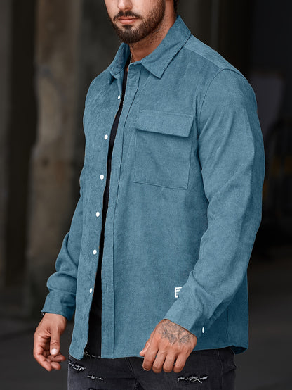 Stylish Men's Casual Lapel Shirt - Comfortable Button-Up Long Sleeve Shirt For Everyday Wear