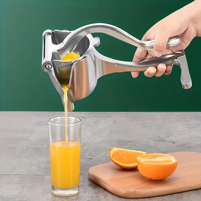 Manual Citrus Juicer - Aluminum Alloy, Non-Slip Base, Easy-Clean Design with Push-Button Operation for Lemons, Oranges, Pomegranates & Blueberries - No Electricity Needed, Portable Kitchen Tool, Citrus Juicer Reamer, Sleek Me