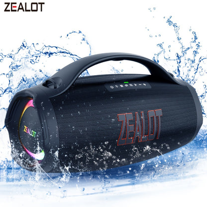 ZEALOT S98 160W Power Amplifier Wireless Speaker, Outdoor Portable, IPX5, with RGB Colorful Lights, 3 Different Sound Experiences with EQ Modes, Up to 8 Hours Playback, Supports Mobile Phones, Tablets, Computers, TV. SD, USB,