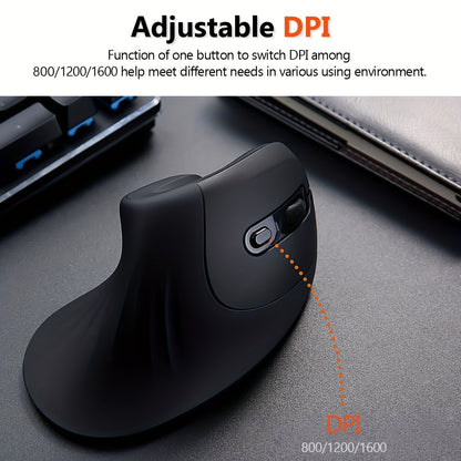 DAREU Ergonomic Wireless Vertical Mouse with USB Receiver – Right-Hand Design for Wrist Comfort, 2.4GHz Connectivity, Black with Teal Accents, Ideal for Office, Home, and Multi-Device Use, Ergonomic Mouse, DAERU