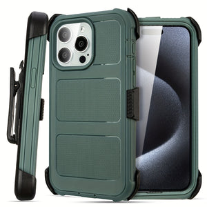 Capa de Telemóvel Ultra-Resistente com Proteção Tripla e Clipe Traseiro 3 em 1 - iPhone
