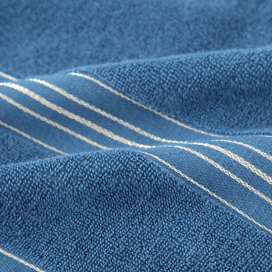 4-Piece Towel Set - Modern Striped Bath and Hand Towels, Super Soft Knit Fabric, Cotton 75% Polyester 25%, Space Theme, 385gsm - Ideal for Bathroom, Spa, Hotel, Outdoor Use