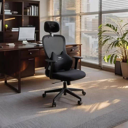 High back ergonomic chair with adjustable headrest function, office boss chair, complimentary adjustable height footrest, comfortable sitting posture