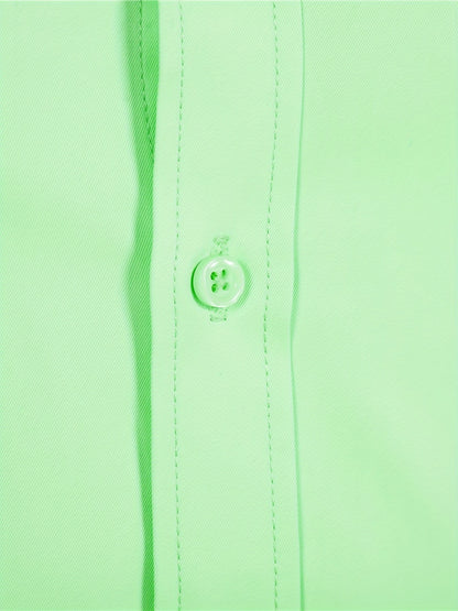 Camisola de homem de manga comprida com corte slim - 55% algodão, 40% poliéster, 5% elastano, cor lisa, para todas as estações, tecido plano, fecho com botões, gola de lapela, ideal para o fim de semana, 125 g/m²