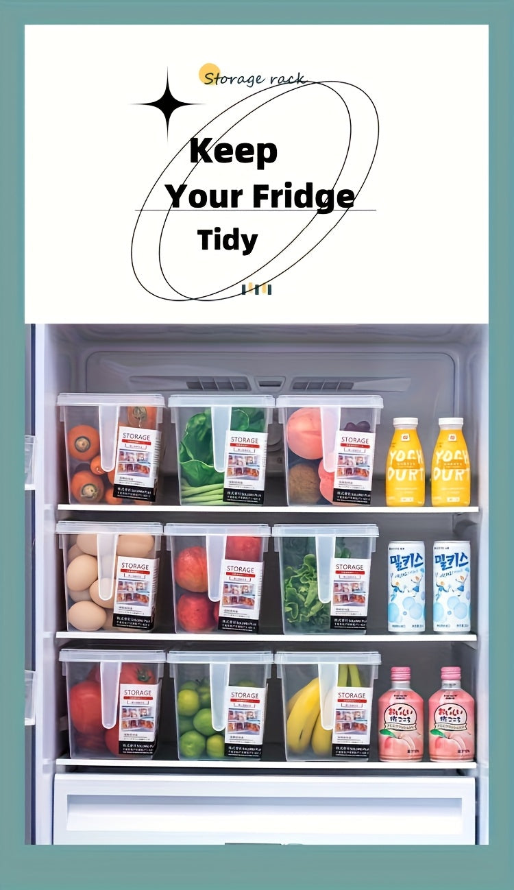 4pcs Set Transparent Refrigerator Food Storage Containers with Handles, Lids, and Rack Basket - Valentine's Day Gift Holiday Present Guide