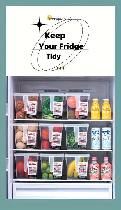 4pcs Set Transparent Refrigerator Food Storage Containers with Handles, Lids, and Rack Basket - Valentine's Day Gift Holiday Present Guide