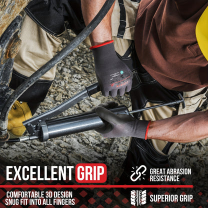 JOISIV 2/6 Pairs of Nitrile-Coated Rubber Gloves Featuring Microfoam Nitrile for a Robust Non-Slip Grip, Ideal for Gardening, Truck Driving, Auto Repairs, Laborers, Home Renovations, And Everyday Tasks.