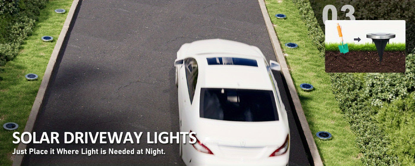 4/8/12/16pcs Solar Buried Light, IP65 Outdoor Landscape Lights, Solar Disc Lights, Garden Pathway Lighting, Solar Floor Lamps, 8pcs LED Solar Ground Lights for Roads, Courtyards, Walkways, Patios, Lawns