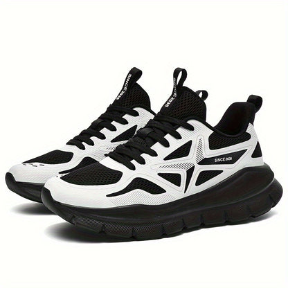 Men's Fashionable Casual All-Match Sports Shoes, Comfortable Trendy Running Sneakers with Cross Training Features, Outdoor Trail Running Shoes, Lace-Up Low-Top Design, Fabric Upper and Lining, MD Sole