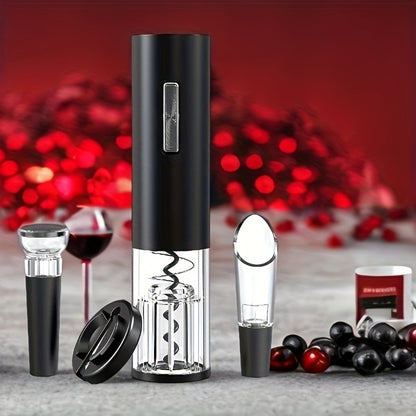 USB Rechargeable Wine Bottle Opener Set | Fully Automatic Spiral Corkscrew + Foil Cutter + Vacuum Stopper + Pourer | Quick Cork Removal Without Jamming | Recommended for Home Parties | Compatible with Wine/Champagne/Soda | Ki