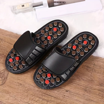 Massage Slippers Polka Dot Japanese Rotating Health Massage Slippers Acupoint Health Care Foot Health Slippers, Open Toe Non-Slip Massage Shoes Reflex Foot