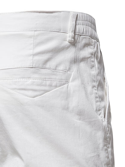 Men'S Classic Solid Color Polyester Short Pants, Casual Golf Wear, Mid Waist, Regular Fit, Slight Stretch Fabric, with Pocket