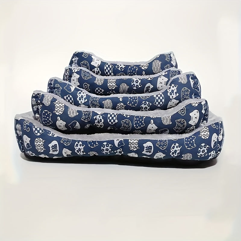 Super Soft Pet Bed for Cats & Dogs - Plush Polyester Fill, Blue Paw Print Design, Durable Indoor Sofa Cushion, Easy to Clean, Cozy & Comfortable for Indoor Pets, Cat Bed, Playful Pet Design, Easy Clean Material