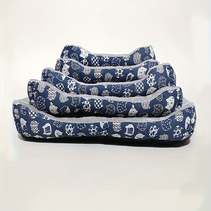 Super Soft Pet Bed for Cats & Dogs - Plush Polyester Fill, Blue Paw Print Design, Durable Indoor Sofa Cushion, Easy to Clean, Cozy & Comfortable for Indoor Pets, Cat Bed, Playful Pet Design, Easy Clean Material