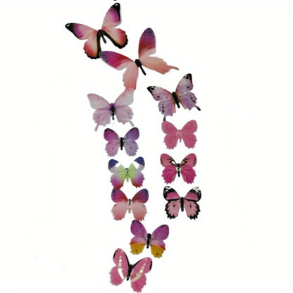 12pcs Luminous Butterfly Wall Decals, Contemporary Style 3D Glow in the Dark Stickers, Reusable High-Glossy Plastic Animal Theme Irregular Shape for Living Room Bedroom Home Decor, Butterfly Decorations