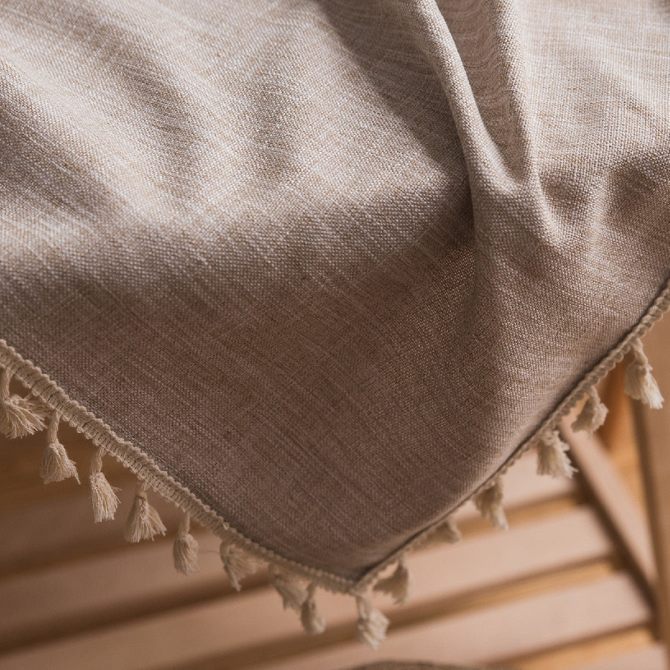 1pc Rustic Tassel Tablecloth - Stain Resistant, Washable, and Perfect for Picnics, Camping, Weddings, Birthday Parties, Thanksgiving, Restaurants, and Buffet - Home Kitchen Decor