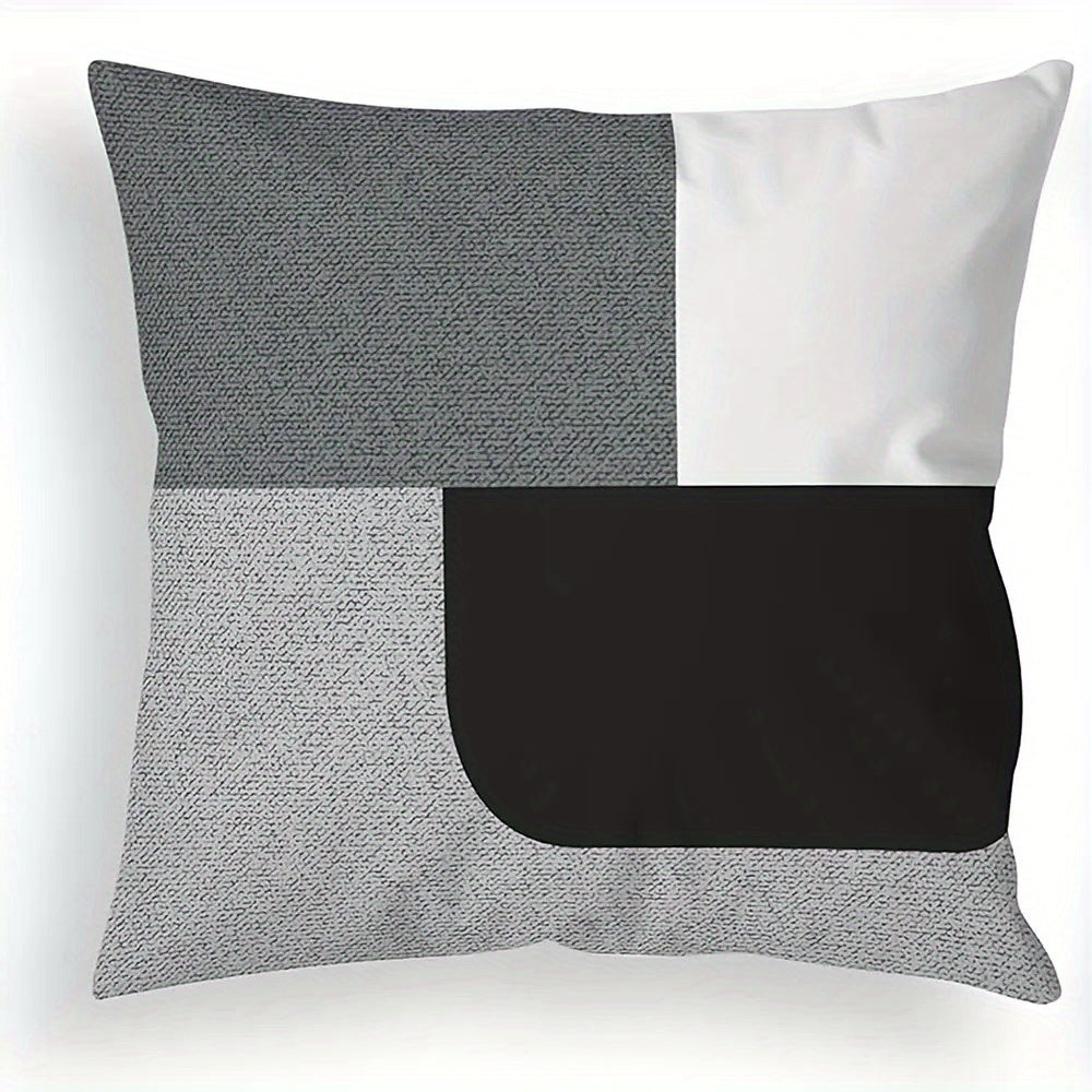 4pcs Modern Geometric Throw Pillows - Black & White Abstract Print, 4 Unique Designs, Soft Durable Fabric with Zipper Closure, Hand Wash Only for Living Room, Bedroom, Sofa Decor, Throw Pillows for Couch, Bedroom Accessories,