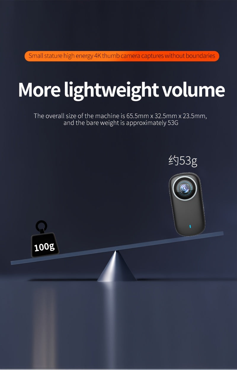 LEMNOI 4K Ultra HD Action Camera, Equipped with 360° Gimbal, Wi-Fi, 4K Video Recording, Long-Lasting Battery Life, Multiple Bicycle/Motorcycle/Helmet Mounts, Compact Design, Suitable for Outdoor And Urban Adventures, Adventu