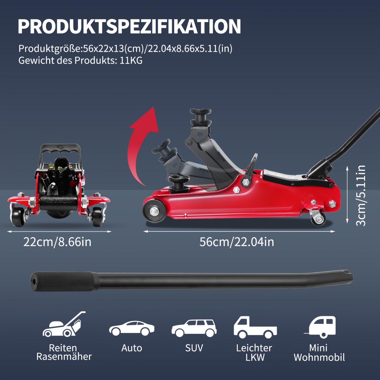 2.5 Ton Hydraulic Floor Jack with Telescopic Handle - Durable Iron Construction, Adjustable Height, Portable for Cars, Trucks, Buses - Ideal for Garage Use, Tire Repair &amp; Emergency Situations, Portable Hydraulic Jack