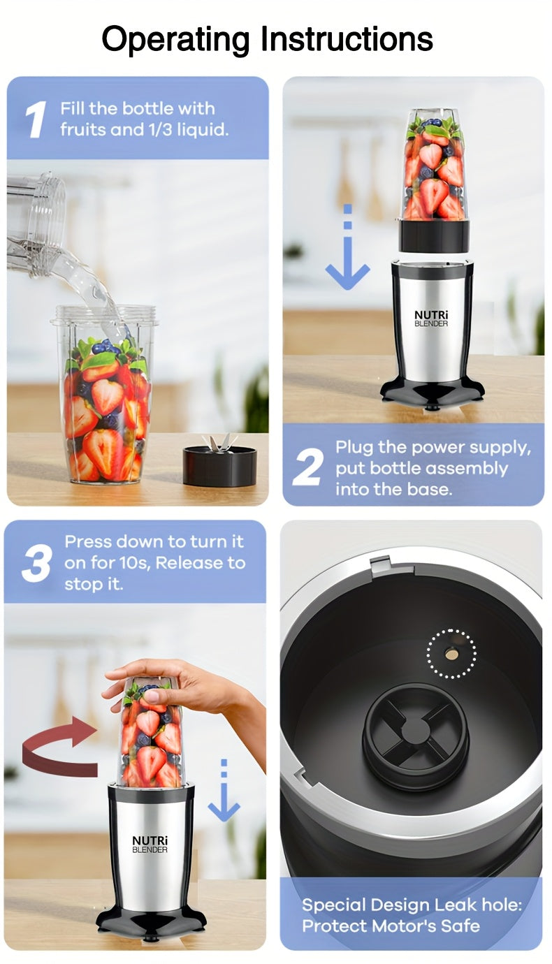 Liquidificador para Smoothies, Batidos e Smoothies, Conjunto de 15 Peças para Cozinha Pessoal com Moedor, Liquidificador Único para Preparar Sumos, Papinhas e Receitas Nutritivas com Escova de Limpeza