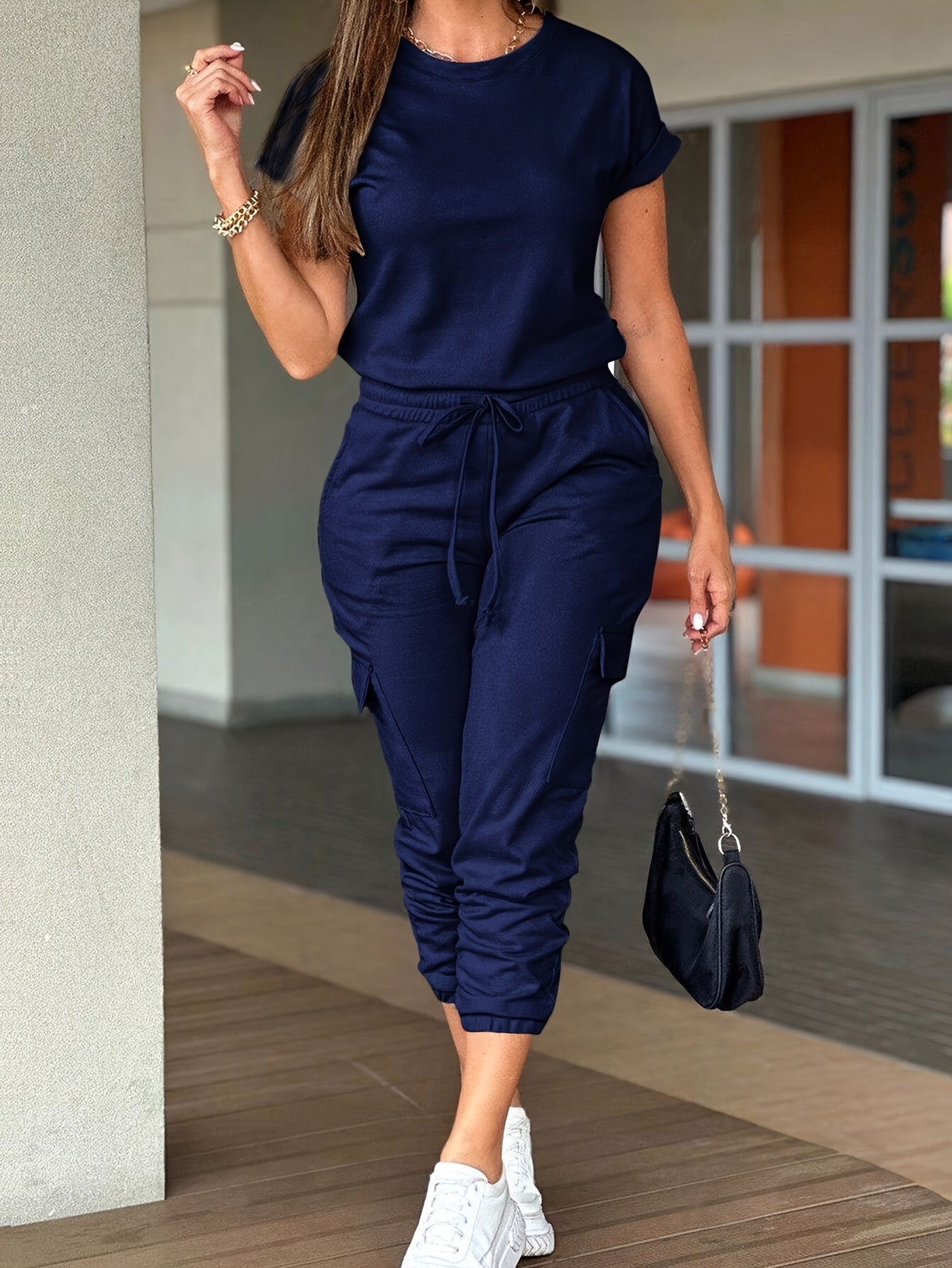 European and American Short Sleeve Jumpsuit