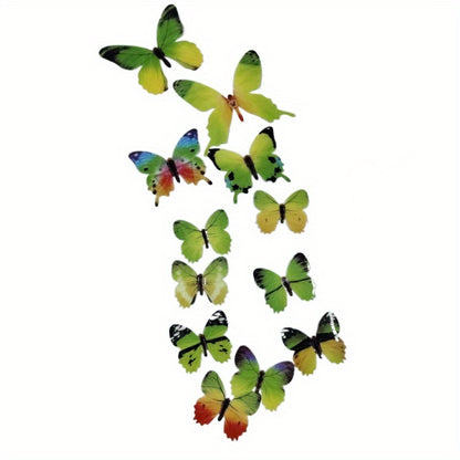 12pcs Luminous Butterfly Wall Decals, Contemporary Style 3D Glow in the Dark Stickers, Reusable High-Glossy Plastic Animal Theme Irregular Shape for Living Room Bedroom Home Decor, Butterfly Decorations