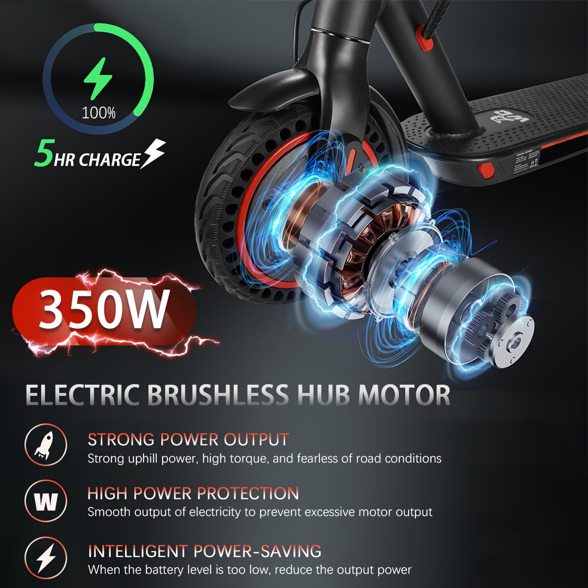 8.5-Inch Adult Electric Scooter, 350W Motor, Foldable Pedal Bike with LED Display And Headlights, 10.4Ah Battery, Maximum Range 21 Miles, Maximum Load Capacity 120Kg, Electric Scooter with Phone Holder And Lock, 3 Speed Modes