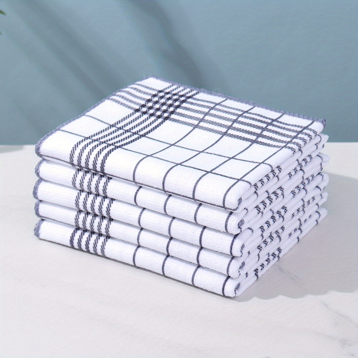 5/10pcs Absorbent and Fluff-Free Dish Cloths, Large 40*60cm Suitable for Quick Cleaning, Suitable for Coffee Machines, 4 Colors Kitchen Tea Towels, Grid and Square Kitchen Towels, Kitchen and Restaurant, Kitchen Supplies, Gif