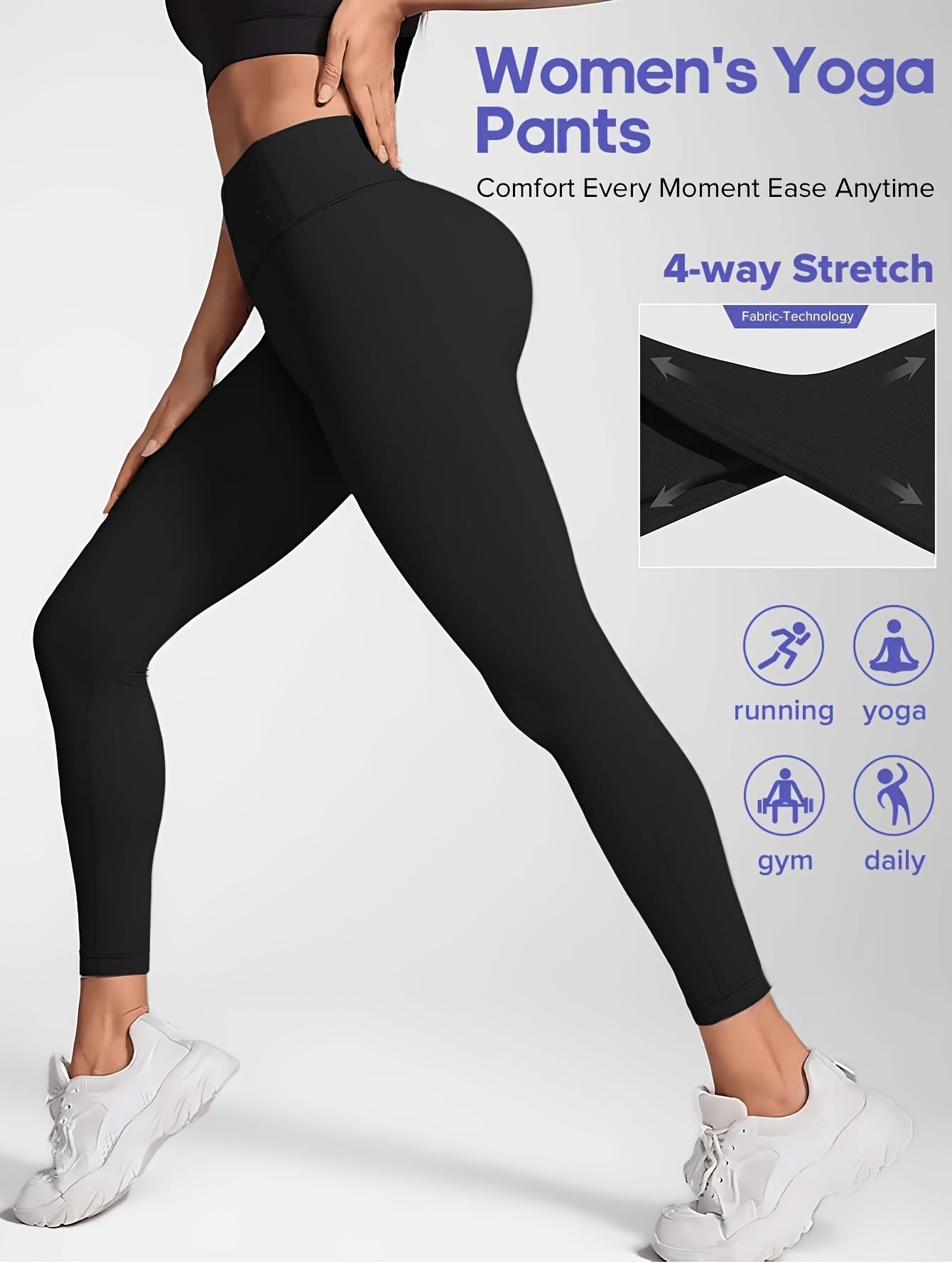 Women'S High-Waisted Elastic Yoga Pants - Compression, Stretchy & Comfortable for Fitness, Running, and Daily Wear - Solid Color Design, Workout Pants| highwaisted Leggings|Stretchy Fabri