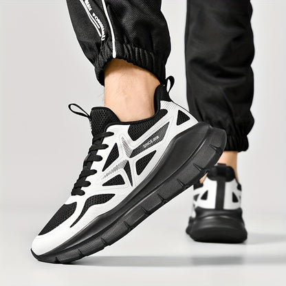 Men's Fashionable Casual All-Match Sports Shoes, Comfortable Trendy Running Sneakers with Cross Training Features, Outdoor Trail Running Shoes, Lace-Up Low-Top Design, Fabric Upper and Lining, MD Sole