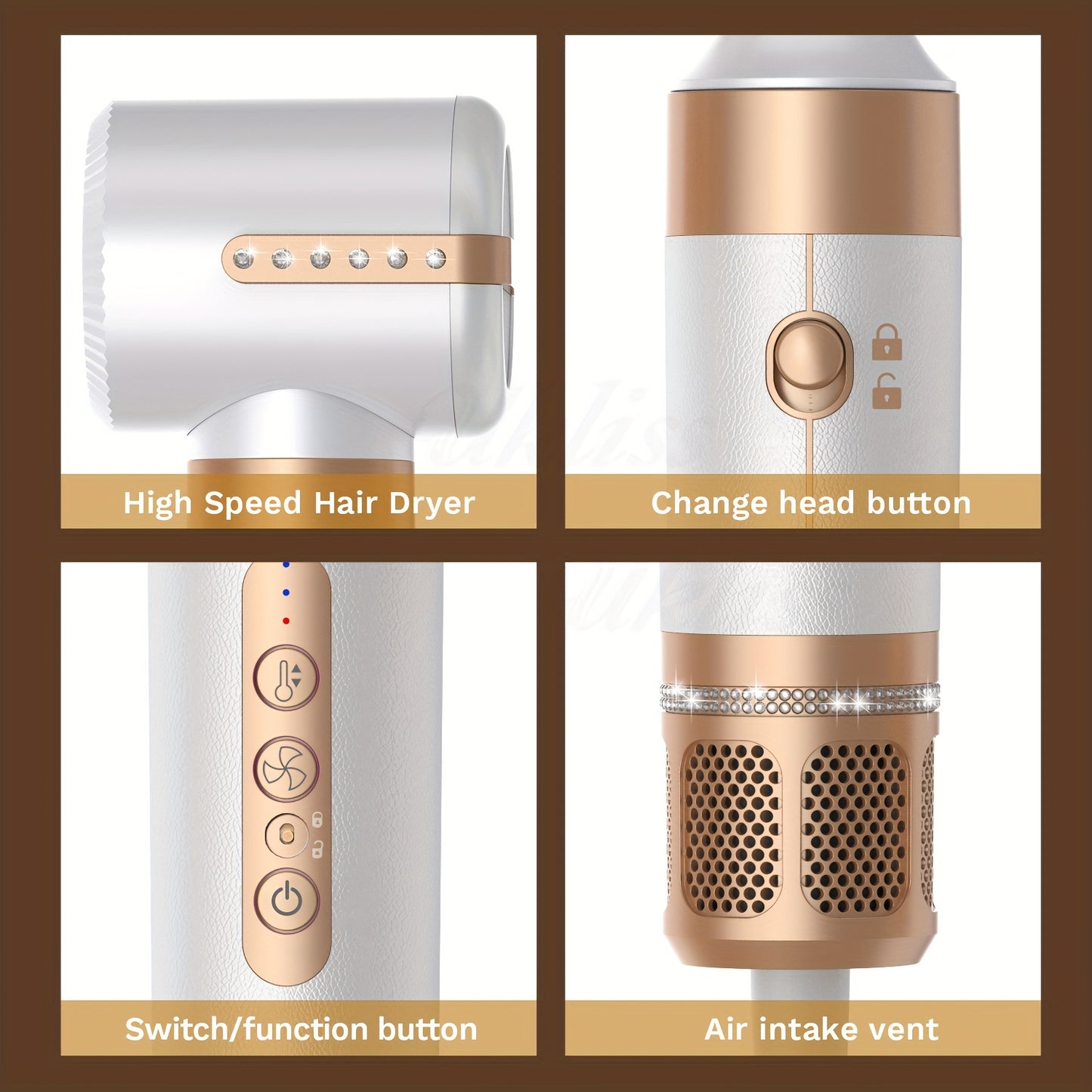 Hair Dryer Brush 7 In 1 Hair Styling Tools Blow Dryer Brush Set With Diffuser 110000 RPM High Speed Ionic Volumizer Drying Curling Wand Professional Air Curler Hair Straightener