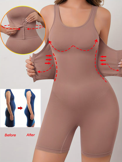 Women's Full-Body Tummy Control Bodysuit - Double-Layer High Compression Shaping Suit with Butt Lift & Waist, Smooth Curves Instantly, Brown/Black/Navy/Beige, Hand Washable One-Piece for Postpartum &