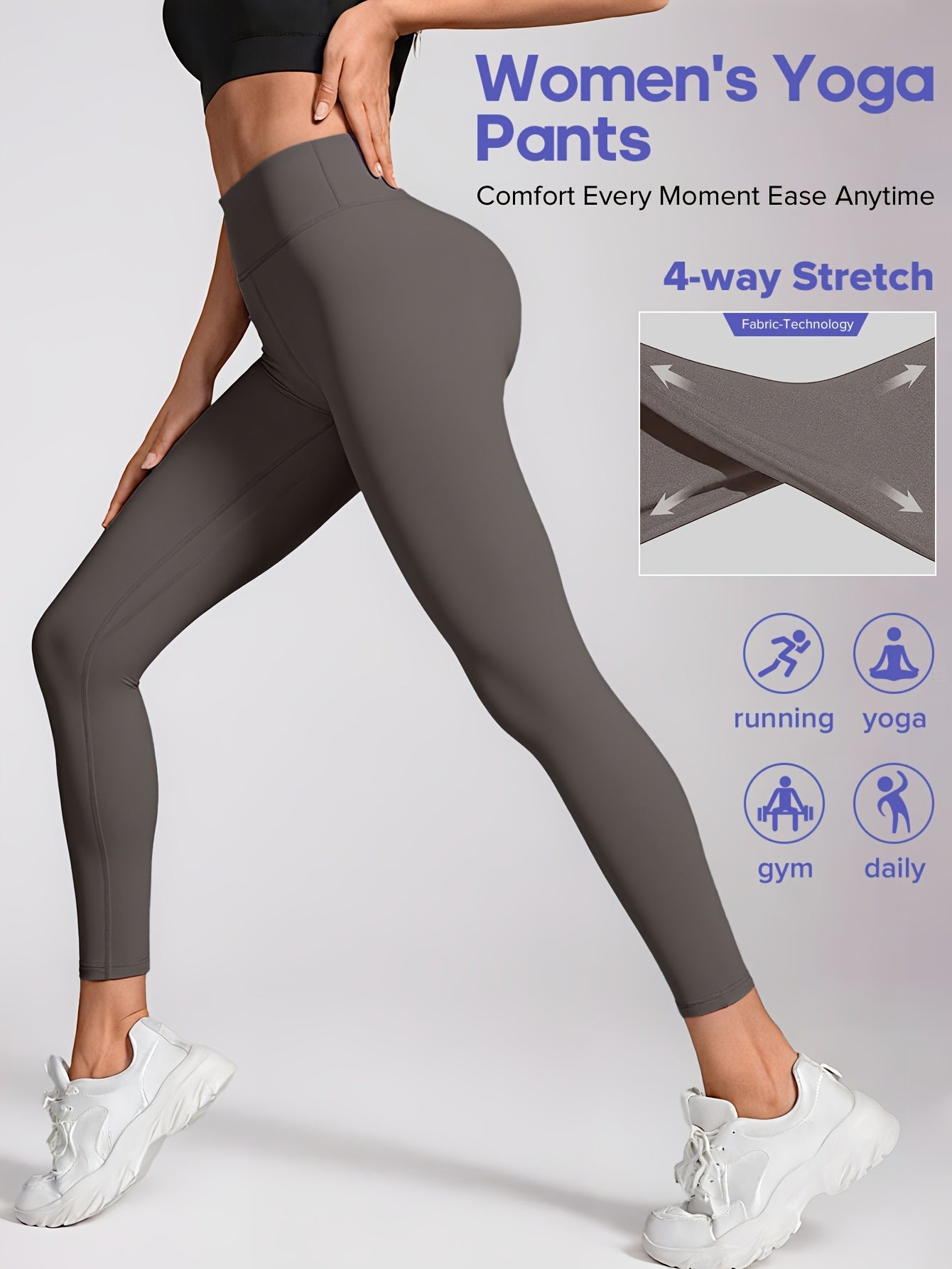 Women'S High-Waisted Elastic Yoga Pants - Compression, Stretchy & Comfortable for Fitness, Running, and Daily Wear - Solid Color Design, Workout Pants| highwaisted Leggings|Stretchy Fabri