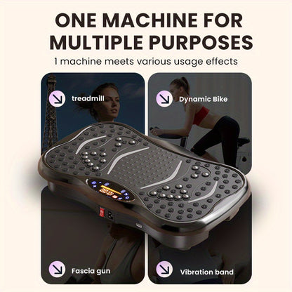 Vibration Plate Exercise Machine for Weight Loss - 10-Minute Full Body Workout with 3 Large Areas of Vibration, Portable Home Gym Fitness Equipment, No Battery Needed, Pink/Black, Weight Loss Exercise Machine, Sleek Exercise