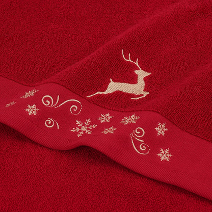 3pcs Christmas 100% Cotton Towel Bath Towel Set 2pcs Towels + 1pc Bath Towel Cotton Terry Embroidered Reindeer Towel Bath Towel, Christmas Red Towel Bath Towel Set, Merry Christmas Bathroom Supplies, Christmas Gift Christmas