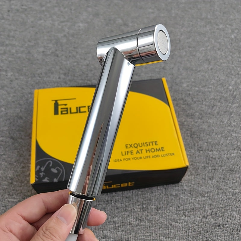 Double control angle valve with one inlet and two outlets, new booster spray gun includes a 2-meter telescopic hose, no-drill bracket. G1/2 interface, easy installation, convenient to use, comes with mounting accessories, no