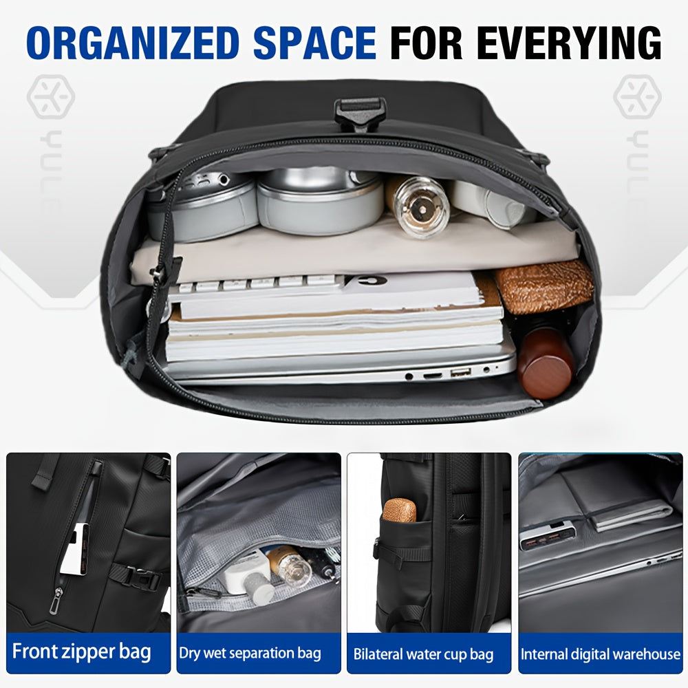 HANMARRY Men's Business Laptop Backpack - Heavy-Duty 39.62cm Computer Backpack, 15-in-1 Organizer, Padded Shoulder Straps & Locking System, High Quality for Work, Travel, School, Commute - Compatible with MacBook/Air/Pro/PC/L