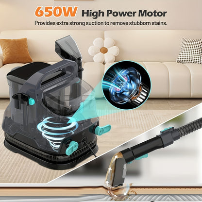 1pc HHD 14000Pa Powerful Pet Stain Remover Carpet Cleaner, 650W Handheld Upright Vacuum with Multi-Function Tools, Electric Powered 220-240V with EU Plug for Sofas, Curtains, and Home Use