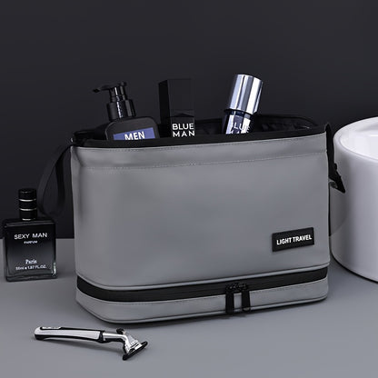 Men's double-layer zipper toiletry bag, large capacity travel storage makeup bag, portable makeup storage bag