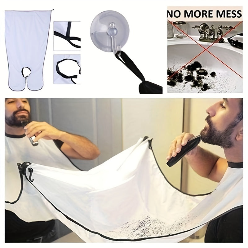 Men Beard Bib Hair Trimmer Shaving Apron Bath Barber Stick To Mirror Cloth Cover Shaving Holder