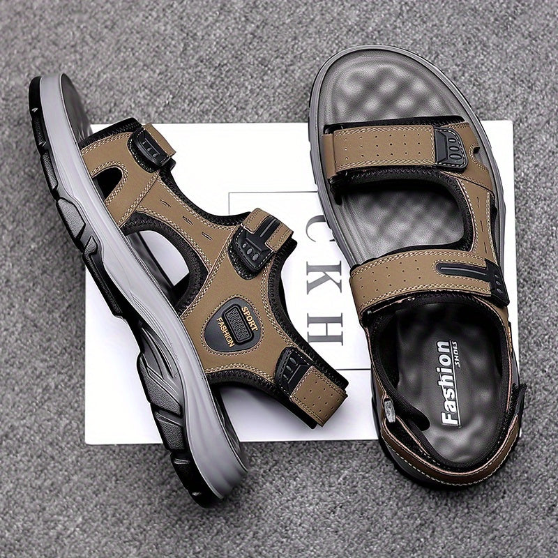 Men's Outdoor Sport Sandals, Athletic Open Toe Walking Sandals with Adjustable Hook and Loop Straps, Comfortable Cushioned Non-Slip Sole for Hiking, Beach, Travel, and Summer Water Activities