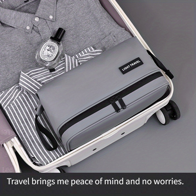 Men's double-layer zipper toiletry bag, large capacity travel storage makeup bag, portable makeup storage bag