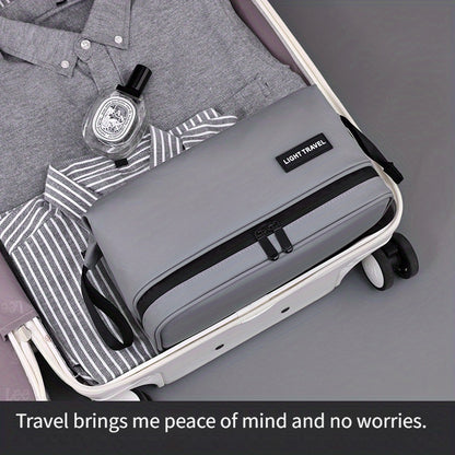 Men's double-layer zipper toiletry bag, large capacity travel storage makeup bag, portable makeup storage bag