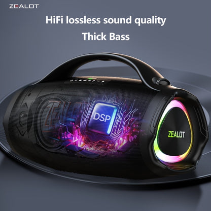 Zealot S98 Portable Wireless Speaker - 160W High-Power, 60H Playtime, IPX5, Fast Charging, Dual Pairing, Shocking Subwoofer, 36000mAh Battery, DSP Technology, Black with Red Accents