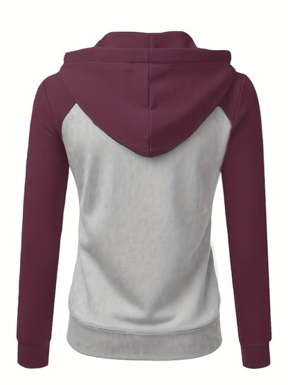 Women's Elegant Zip-Up Hooded Jacket - Slim Fit Winter Coat with Full-Zip Front Closure, Side Pockets - Machine Washable Outerwear for Office, Casual, Formal Events - Available Now!, Office Wear, Sleek Design, Soft Fabric, Fa