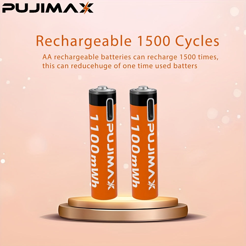 Pacote combinado de pilhas de lítio recarregáveis ​​​​PUJIMAX AA4255mWh + AAA1100mAh, 1,5V, 2+2/4+4/8+8 unidades, compatíveis com 90% dos dispositivos eletrónicos, duráveis ​​e de longa duração, com baixo consumo de energia.