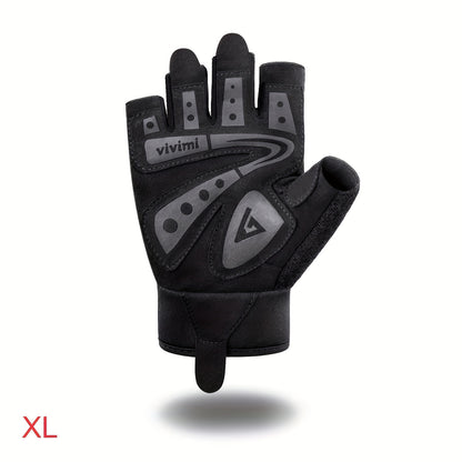 1 Pair of Versatile Fitness Gloves - Black, Polyester Blend, Knit Fabric, Adjustable Buckle Closure, Extra Grip for Weightlifting, Training, Suspension, Pull-ups - Perfect for Indoor & Outdoor Gym Workouts, Gym Gloves|Adjusta