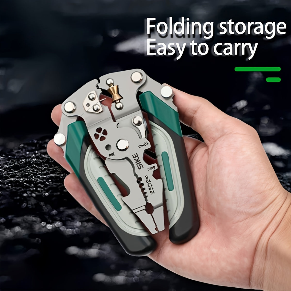 Collapsible Multi-Function Electrician's Industrial Grade Wire Stripper, Durable High Carbon Steel Precision Tool for Cutting, Crimping, and Stripping - Suitable for All Electrical Work